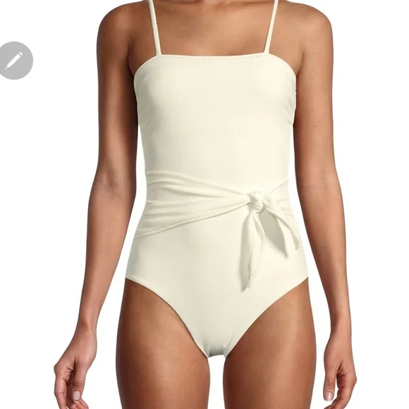 Kaia Tie Side One-Piece Swimsuit Ivory - Picture 3 of 12